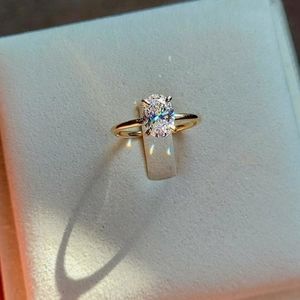 Solid 14k gold 1.51ct (E VS1) lab oval diamond ring